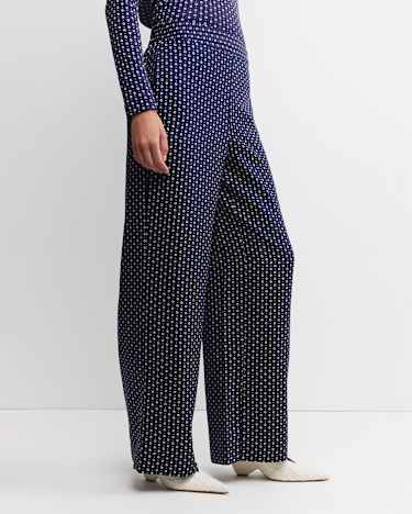 Geo Wide Leg Pant in NAVY/WHITE