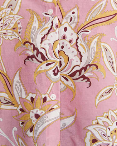 Sue Paisley Long Sleeve Cotton Silk Shirt in PINK MULTI