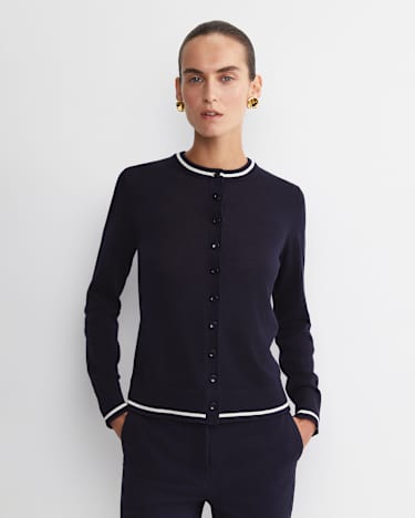 Francis Merino Cardigan in NAVY
