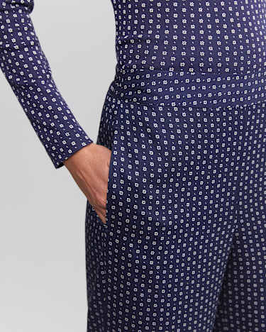 Geo Wide Leg Pant in NAVY/WHITE
