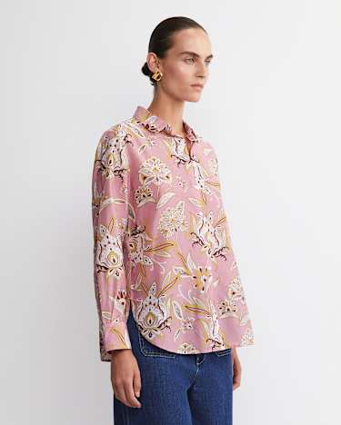 Sue Paisley Long Sleeve Cotton Silk Shirt in PINK MULTI