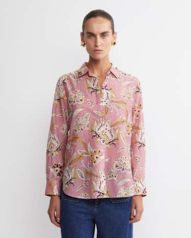 Sue Paisley Long Sleeve Cotton Silk Shirt in PINK MULTI
