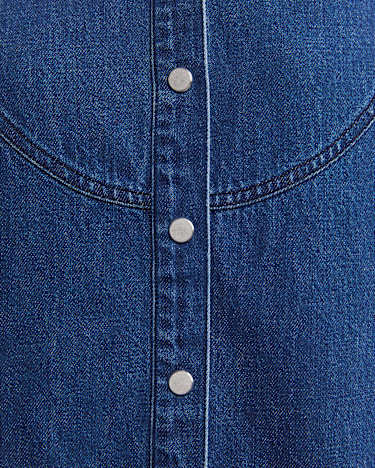 Kali Long Sleeve Denim Blouse in DENIM MID WASH