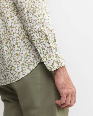 George Long Sleeve Print Shirt in GREEN MULTI