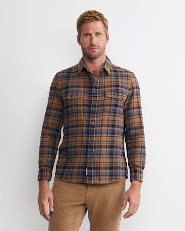 Matcham Long Sleeve Check Shirt in BROWN MULTI