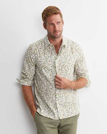 George Long Sleeve Print Shirt in GREEN MULTI