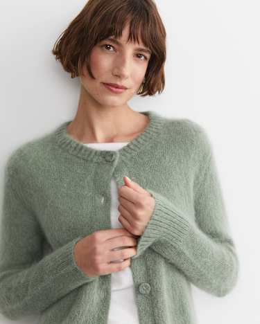 Tatiana Mohair Long Cardigan in SAGE