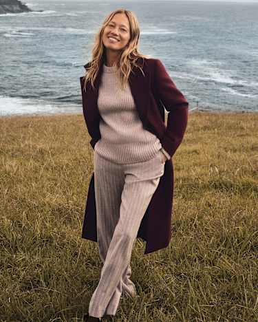 Kate Straight Leg Pinstripe Pant in MINK