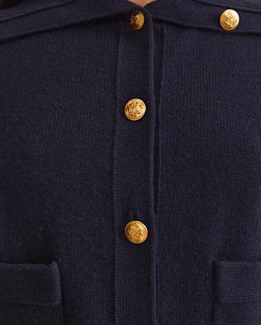 Sunshine Collared Merino Cardigan in NAVY