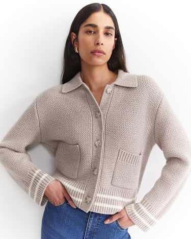 Sunshine Textured Stitch Cardigan in MINK