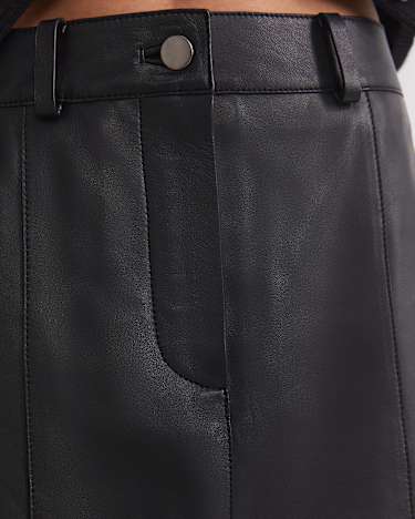 Gemma Leather Mini Skirt in BLACK