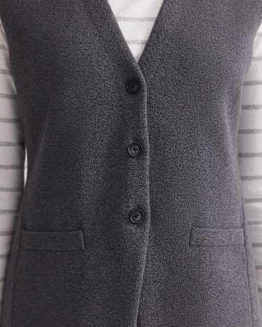 Cotton Cashmere Knit Vest in CHARCOAL