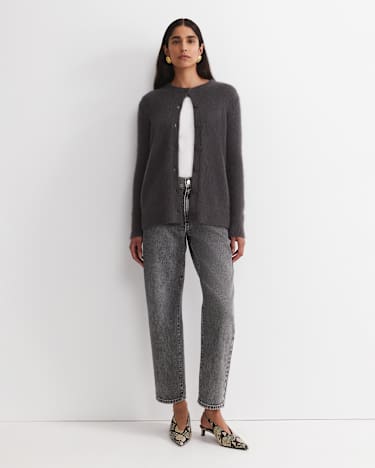 Tatiana Mohair Long Cardigan in DARK CHARCOAL