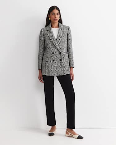 Bea Double Breasted Coat in BLACK/WHITE