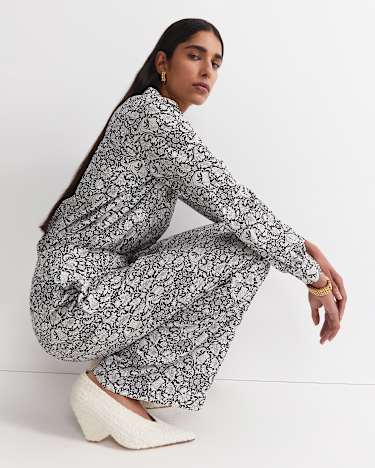 Robertson Liberty Wide Leg Pant in BLACK/WHITE