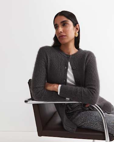 Tatiana Mohair Long Cardigan in DARK CHARCOAL