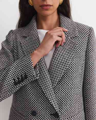 Bea Double Breasted Coat in BLACK/WHITE