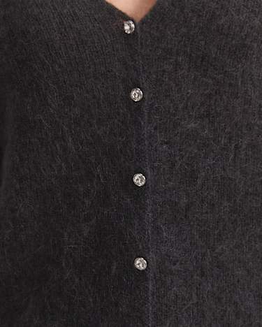Tatiana Mohair Cropped Cardigan in CHARCOAL