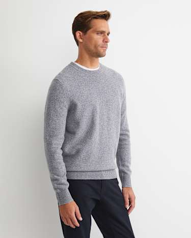 Noah Speckled Merino Crew Knit in GREY/MULTI