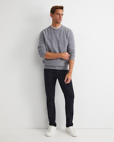 Noah Speckled Merino Crew Knit in GREY/MULTI