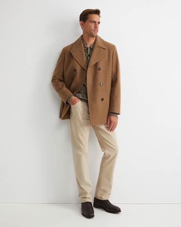 Phillip Wool Blend Peacoat in CAMEL