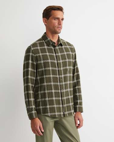 Davis Long Sleeve Check Shirt in KHAKI