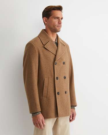 Phillip Wool Blend Peacoat in CAMEL