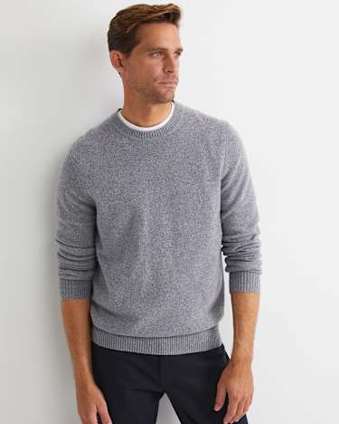 Noah Speckled Merino Crew Knit in GREY/MULTI