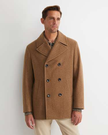 Phillip Wool Blend Peacoat in CAMEL