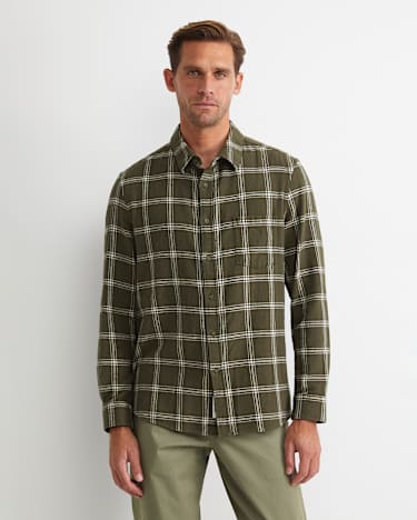 Davis Long Sleeve Check Shirt in KHAKI