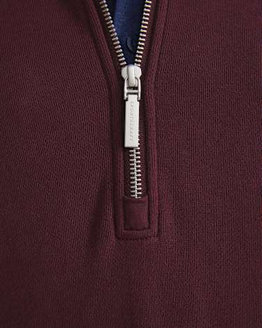 Collared Zip Sweat in BURGUNDY