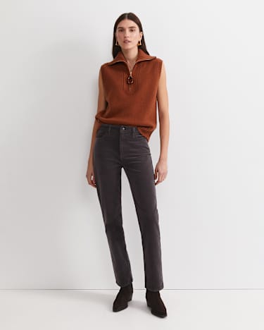 Cleo Straight Cord Jean in CHARCOAL