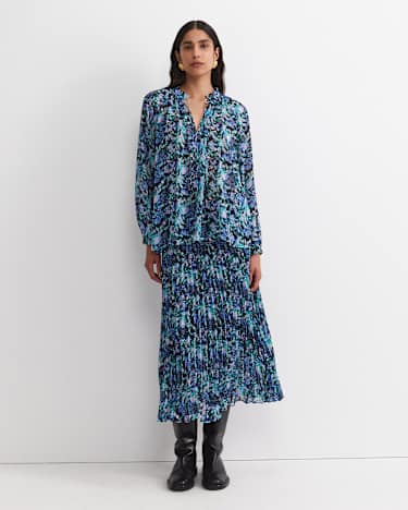 Nilsa Long Sleeve Print Blouse in BLACK MULTI