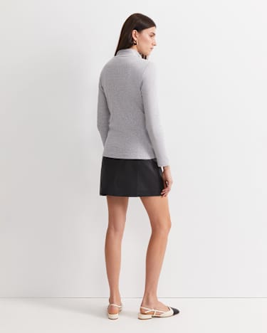 SC Zip Funnel Neck Top in GREY MELANGE