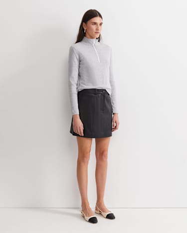 SC Zip Funnel Neck Top in GREY MELANGE