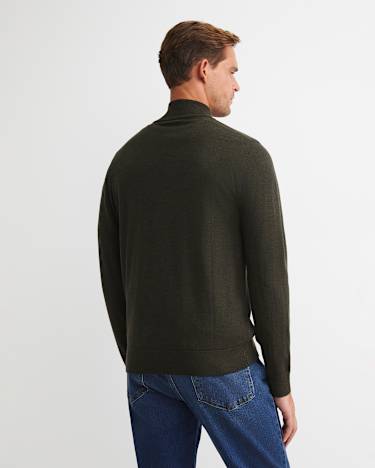 Henry Merino Quarter Zip Knit in DARK KHAKI