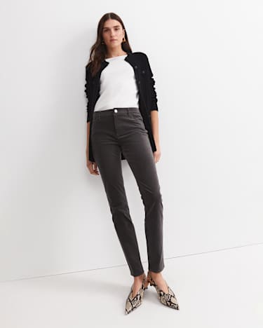 Cleo Velvet Pant in CHARCOAL