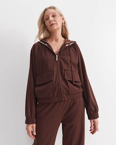 Misha Hooded Track Jacket in CHOCOLATE