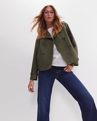 Audrey Crop Trench in KHAKI