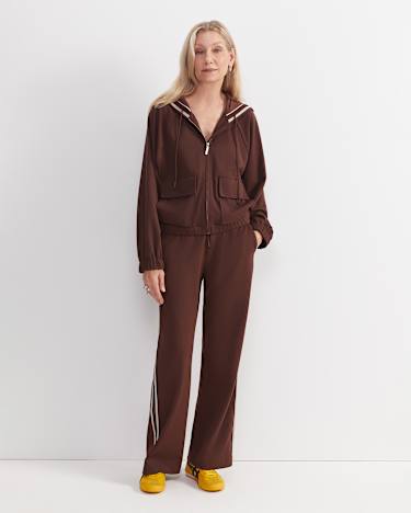 Misha Hooded Track Jacket in CHOCOLATE