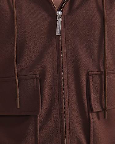 Misha Hooded Track Jacket in CHOCOLATE