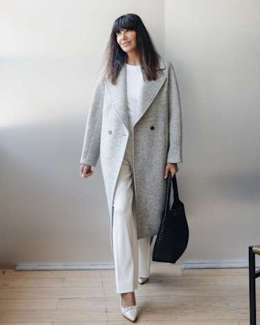 Chloe Wool Blend Boucle Coat in GREY