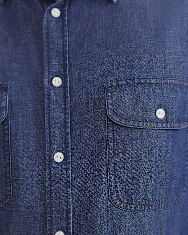 Long Sleeve Denim Shirt in MID WASH