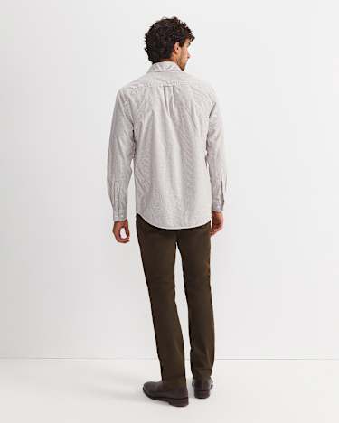 Oxford Stripe Long Sleeve Shirt in CHOCOLATE