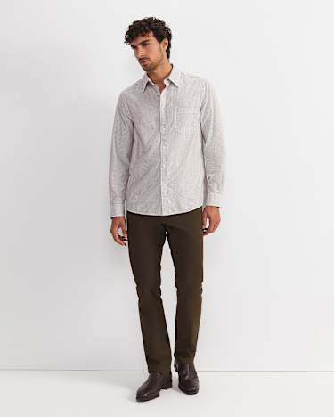 Oxford Stripe Long Sleeve Shirt in CHOCOLATE