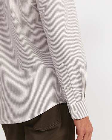 Oxford Stripe Long Sleeve Shirt in CHOCOLATE