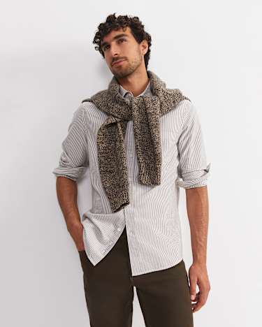 Oxford Stripe Long Sleeve Shirt in CHOCOLATE