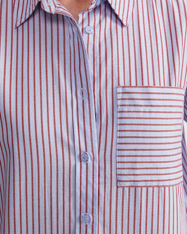 Rita Crop Shirt in BLUE/RED
