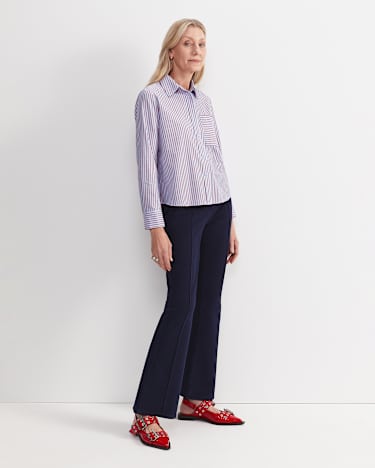 Rita Crop Shirt in BLUE/RED