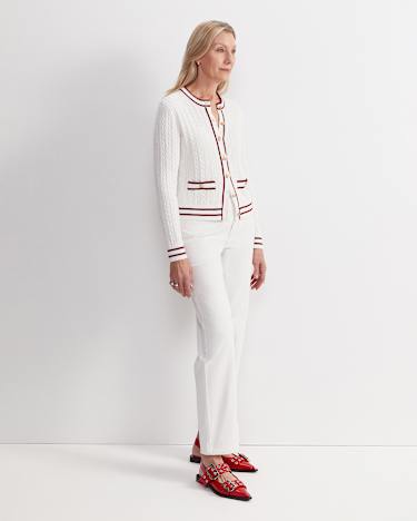 Elka Baby Cable Cardigan in WHITE/RED